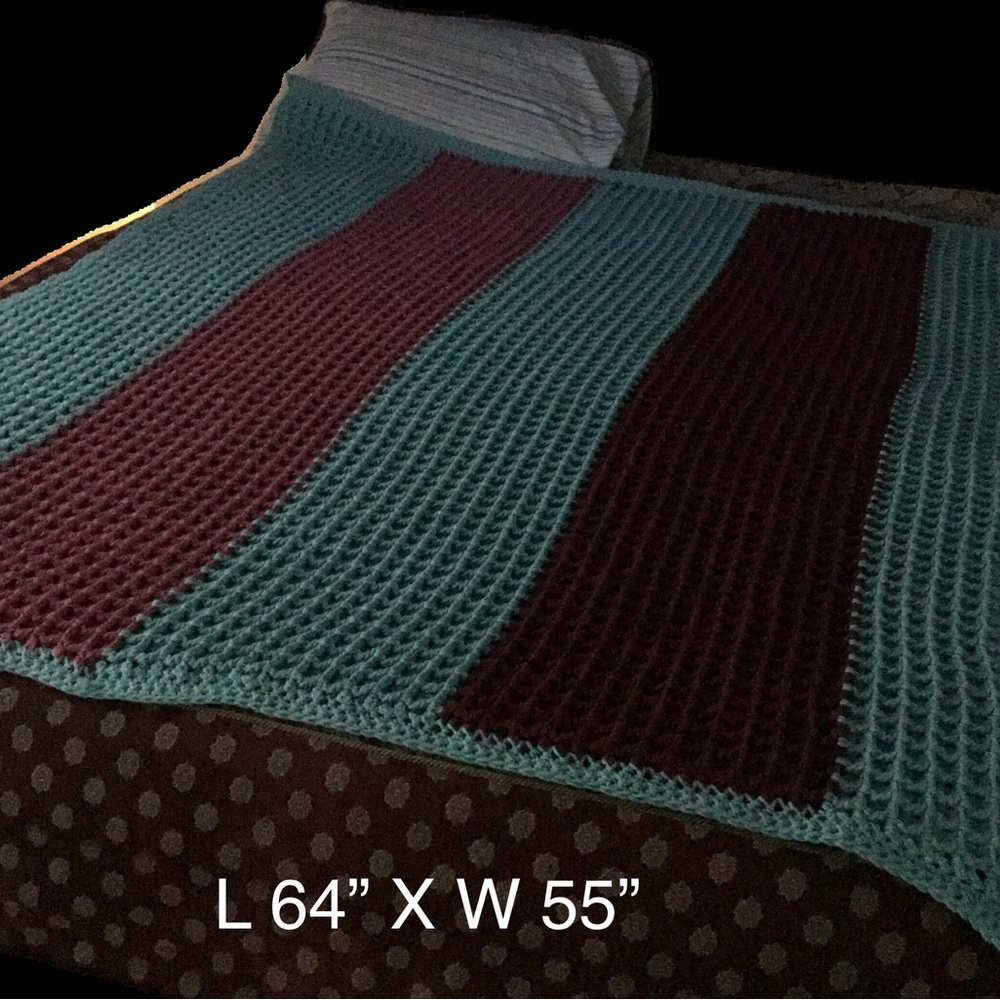 Cozy Knit Blanket - Teal and Maroon